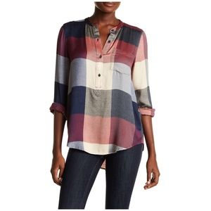 Lucky Brand Colorblock Check Print Shirt Large